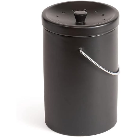 SANERLOU Ceramic Compost Bin Black
