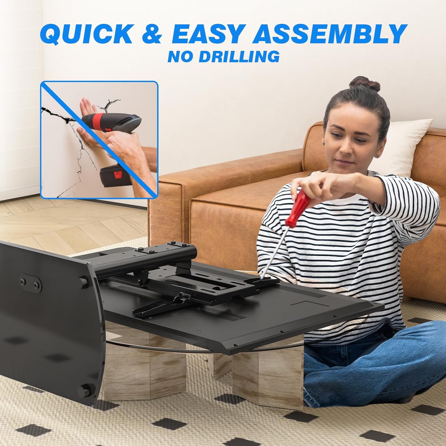 Universal Swivel TV Stand for 27-50 55 60 Inch TVs, Height Adjustable Tabletop TV Stand, Holds up to 88 lbs, TV Stand with Tempered Glass Base, Replacement TV Stand