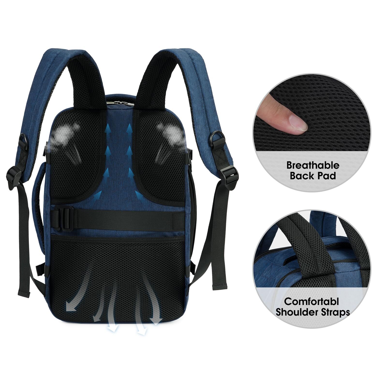 15.6 Inch Laptop Backpack Travel Backpacks Carry on Daypack for Spirit Airlines Personal Item Bag 18x14x8 with Wet Pocket School Bookbag, 20L, Blue