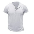 thumbnail image 4 of Hfolob T-Shirts For Men Male Spring Summer Short Sleeve Henley Solid Color Multi Buttons Design Top T Shirt Tee Shirt, 4 of 5