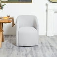 thumbnail image 4 of 25" Wide Upholstered Dining Chairs with Casters Modern Performance Fabric Barrel Back Rolling Dining Armchair for Kitchen Dining Room Living Room (Light Gray), 4 of 10