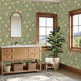 thumbnail image 4 of Vintage Peel and Stick Wallpaper Orange Fruit Branches Leaves Light Green Wall Mural 23.6in x 9.8ft Self Adhesive Removable Wall Paper Renter Friendly Wallpaper for Nursery Bedroom Cabinets, 4 of 8