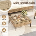 thumbnail image 5 of UDPATIO 7 Piece Wicker Patio Furniture Set, Outdoor Conversation Set， Sectional Sofa with Glass Coffee Table， Outdoor Sofa for Porch, Backyard, Yellow&Beige, 5 of 8
