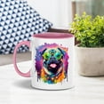 thumbnail image 4 of Hippie Pug Portrait oil painting Watercolor Tie-dye Vintage 11oz Accent Two-tone Mug Dog Lover Gifts Coffee Tea Cup - 00015, 4 of 5