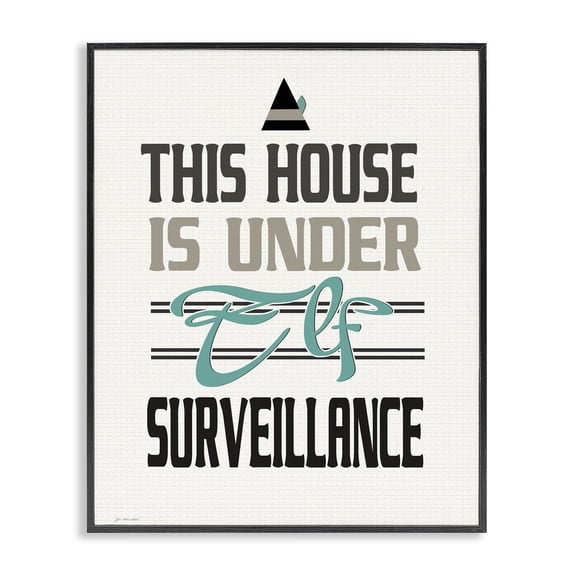 Stupell Industries Eclectic Elf Surveillance Christmas Holiday Word Design Black Framed Giclee Art, 11 x 14, by Jo Moulton