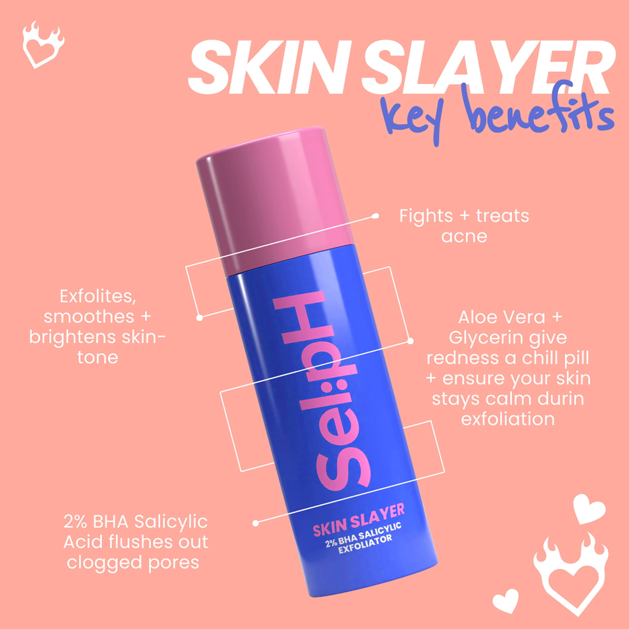 Sel:pH Skin Slayer 2 Percent Salicylic Exfoliator, Face Cleanser, 4 oz