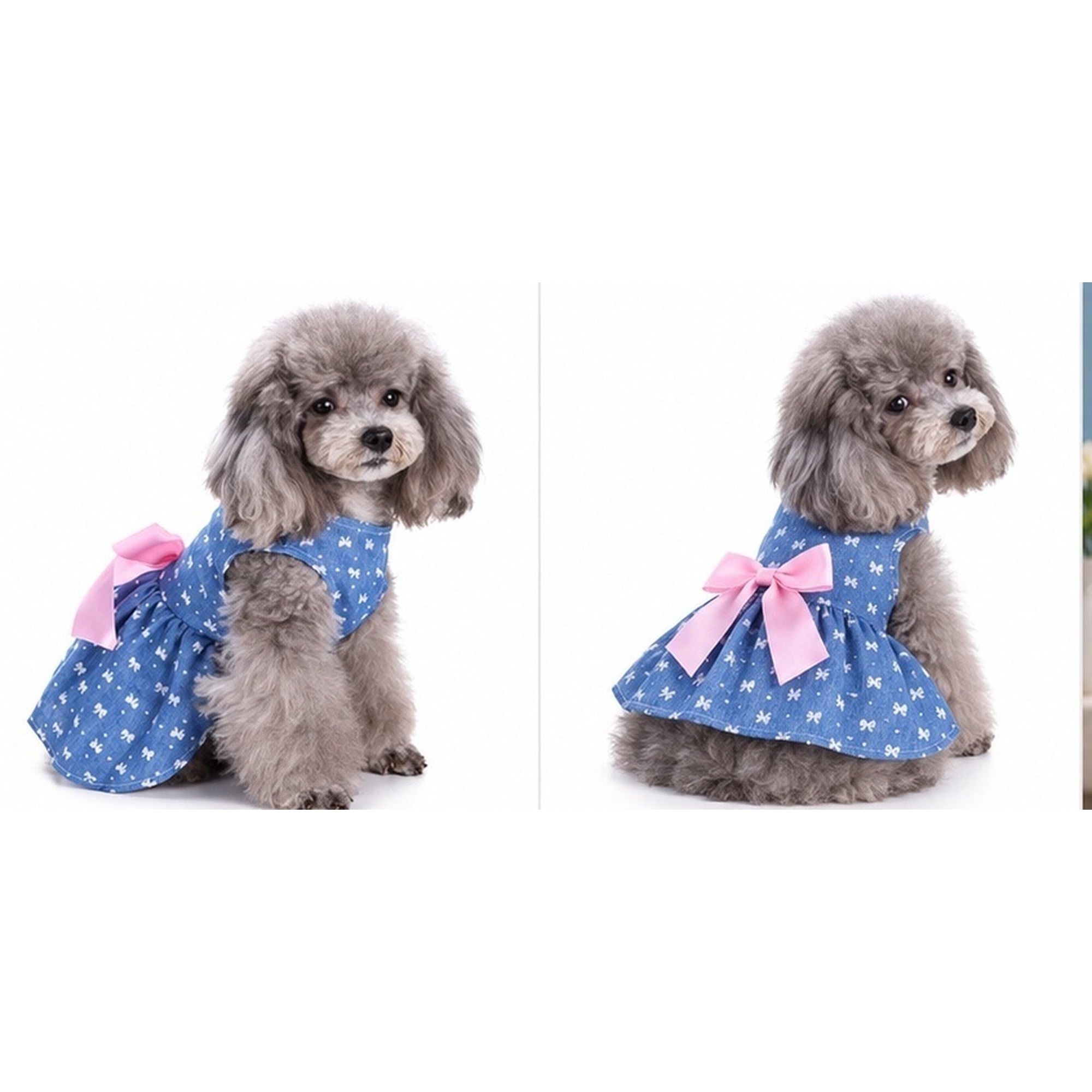 ELAYARD Puppy Clothing Dog Dress Skirt Polyester 1 Piece Blue