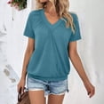 thumbnail image 4 of SUNBS Shirts for Women Short Sleeve V Neck Blouses Casual Loose Fit Pleated Tops Trendy Cute Fashion Clothes, 4 of 8