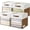 Brown / Off-White, variant on Storage Cubes, 4 Pack Linen Foldable Storage Bins (13 x 13 inch) with Clear Window and Handles, Fabric Organizer for Shelf Closet, Clothes, Books - (Green and White)