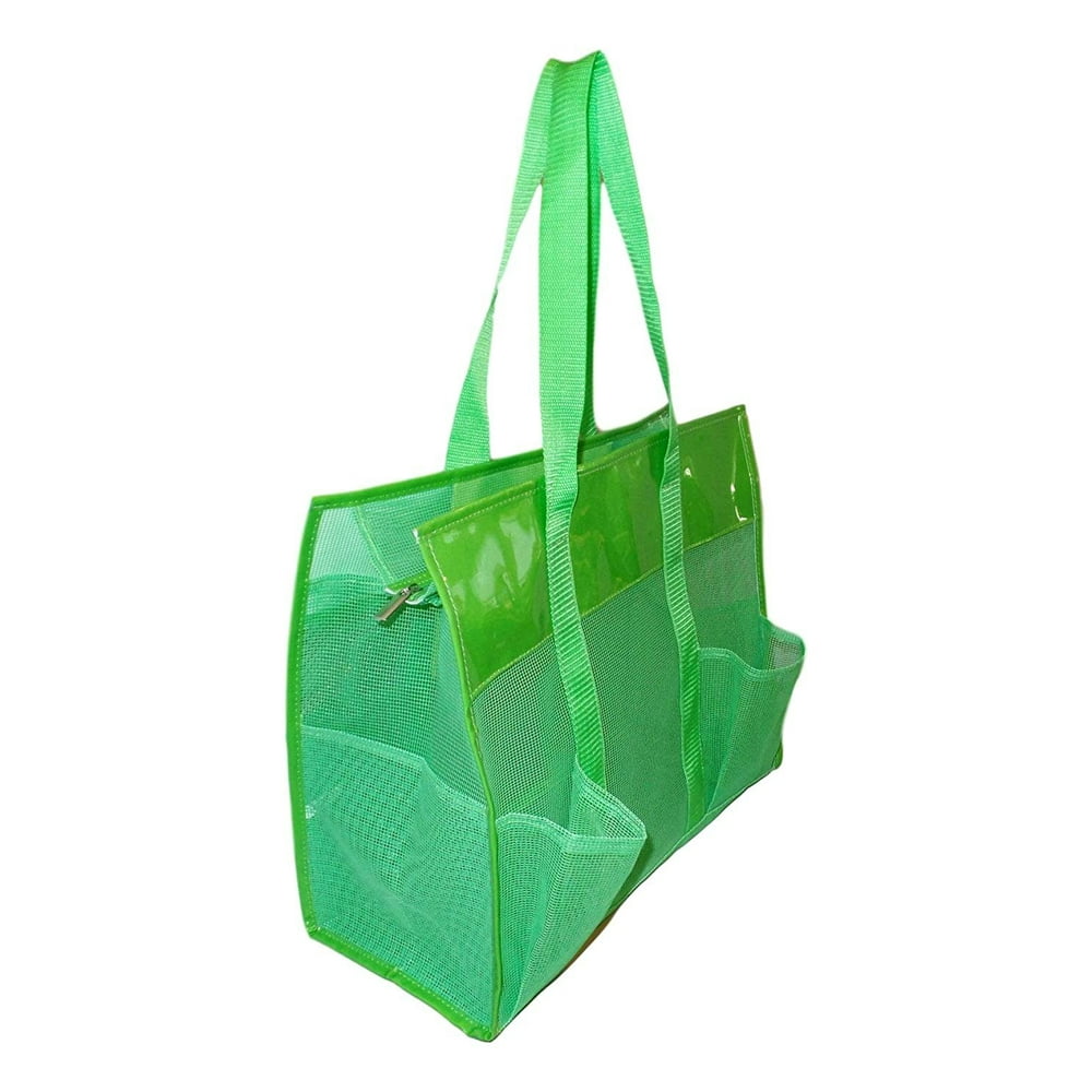 101 BEACH - Mesh Shopper Utility Beach Bag Zipper Organizing Tote bag ...