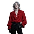 thumbnail image 5 of FASHOFT Vampire Halloween Costumes For Men Gothic Printed Top Cosplay Shirt For Masquerade Party Stage Photo Shoot Dress Up Attire Halloween Shirts S, 5 of 5