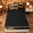 thumbnail image 4 of meiyoeat Vintage Bear Silhouette Zipper Twin Comforter Sets with Fitted Sheet and 2 Pillowcases For Kids, Rustic Paw Print Zipper Bedding Set For Men,Black Reversible,4 Pieces, 4 of 7