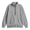 thumbnail image 4 of Horkkom Quarter Zip Sweatshirt for Women Solid Color Loose Pullover Long Sleeve Tops Casual Tunic Sweatshirt S, 4 of 5