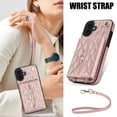 thumbnail image 2 of For Apple iPhone 17 RFID Blocking Protective Purse Wallet Case Magnetic Flip Cover Multi-Card Slots Pocket With Detachable Shoulder Strap And Wrist Strap,Rose gold,For iPhone 17, 2 of 8