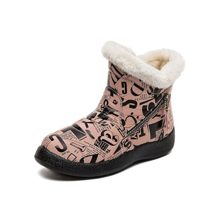 

SIMANLAN Women Winter Warm Snow Booties Non Slip Girls Shoes Outdoor Plush Lined Boots