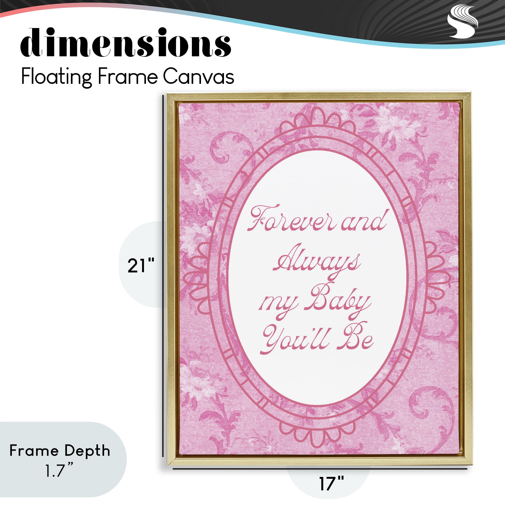Stupell Industries Forever & Always My Baby Gold Framed Floater Canvas Wall Art, design by Lil' Rue