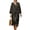 Black and Brown - Polynesian Plumeria, variant on Polynesian Plumeria Printed Imitation Linen Maxi Dresses for Women Casual Loose Dress V Neck 3/4 Sleeve Midi Dresses, L