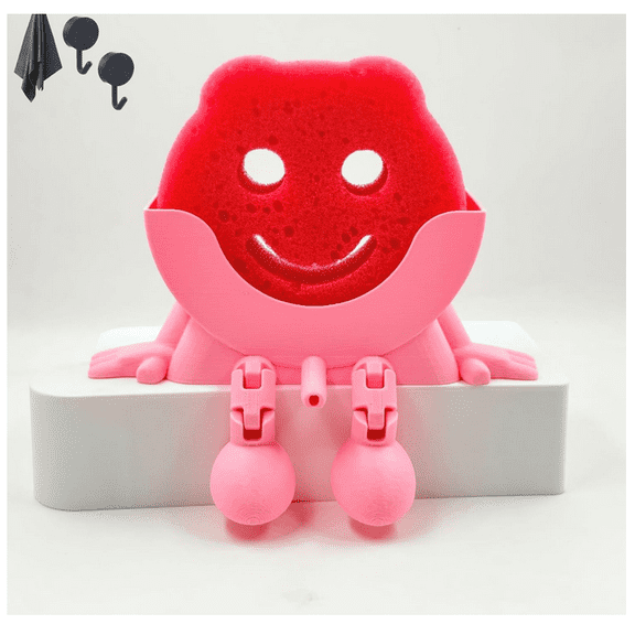 Cute Hanging Sponge Holder with Drainage,2026 New 3D Printing Dish Sponge Holders with Legs,Quick-Dry Sponge Organizer, Countertop Sink Accessory,Humorous Housewarming Gift - (Pink)