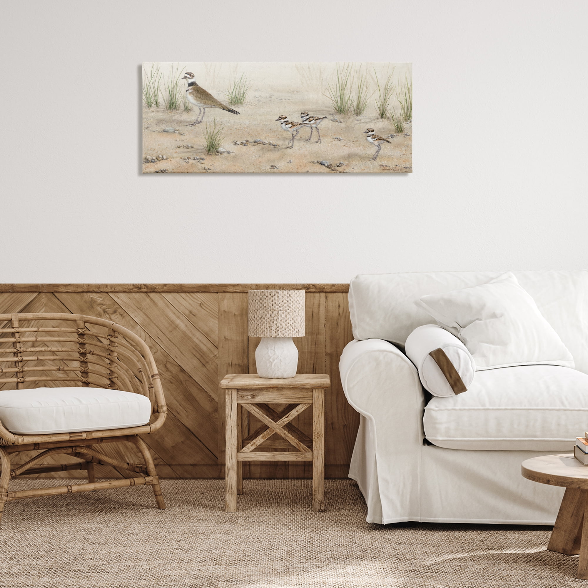 Stupell Industries Kildeer Birds Stepping Landscape & Nature Painting Wrapped Canvas Art Print Wall Art, 40 x 17