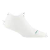 Darn Tough Women's Run Coolmax No Show Tab Ultra-Lightweight Running Socks with Cushion, Large Size, White