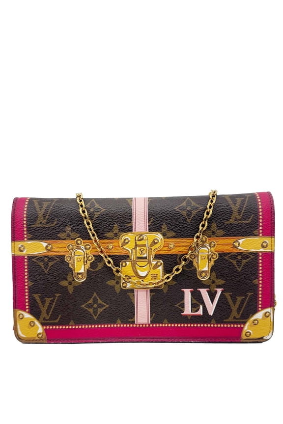 Pre-Owned Louis Vuitton Summer Trunks Pochette Weekend Monogram Canvas Shoulder Bag Brown