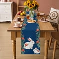 thumbnail image 2 of Navy Blue Cute Bunnies Table Runner 48 Inches, Farmhouse Rustic Floral Botanical Bed Runner Dresser Scarves Tabletop for Indoor Outdoor Parties/Ceremony/Banquet, 13" x 48", 2 of 9