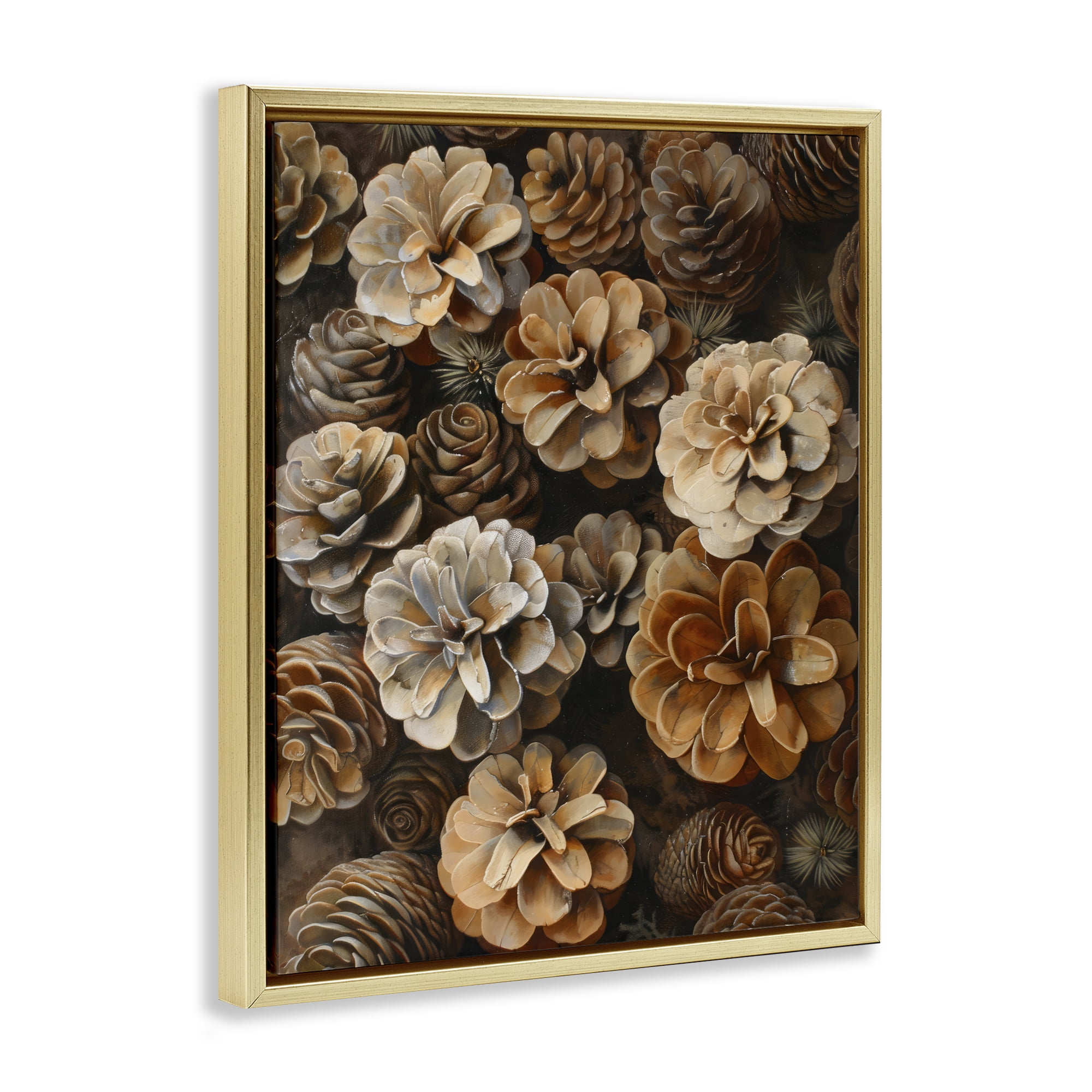 Stupell Industries Pinecone Arrangement Rustic Botanicals Gold Framed Floater Canvas Wall Art, design by Creative Studio