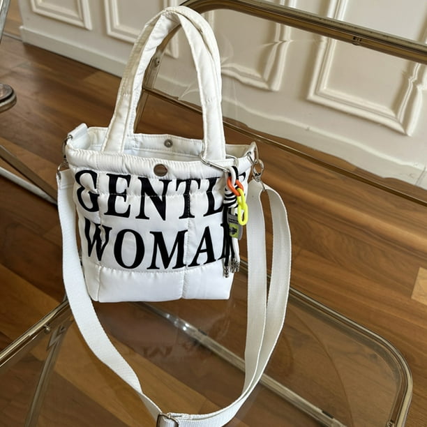 Bolso de mano para mujer, ligero, hinchado, con colgante, bolso de compras de moda