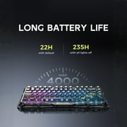 GravaStar Mercury K1 Lite 75% Gaming Keyboard, 2.4GHz/BT/Wired Tri-Mode Wireless Mechanical Keyboard with Responsive Keystrokes & Modern Gradient Design for Gaming Enthusiasts -Transparent Black
