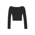 thumbnail image 4 of Arvbitana Women Crop Knitting Tops Shirt Top Long Sleeve Ribbed Stylish Square Neck Buttons Casual Street Party Blouse, 4 of 6