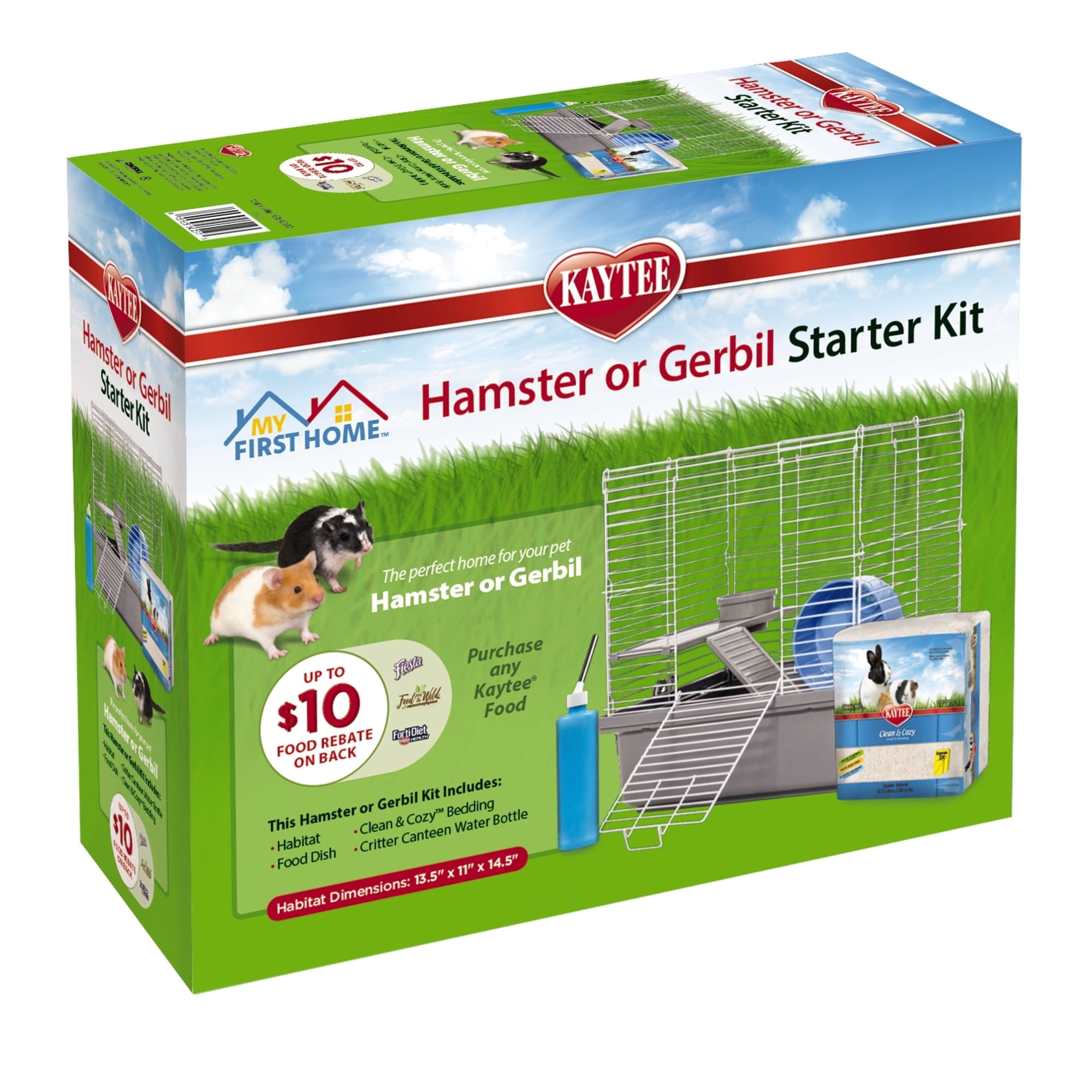 Kaytee My First Home Hamster or Gerbil Starter Kit Habitat, 13.5” x 11” x 14.5”