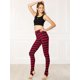 thumbnail image 3 of Allegra K Las polainas del traje de la Navidad de las mujeres imprimieron los pantalones del estribo de la yoga de la cintura elástica de la cintura alta Rayas negras rojas L, 3 of 6
