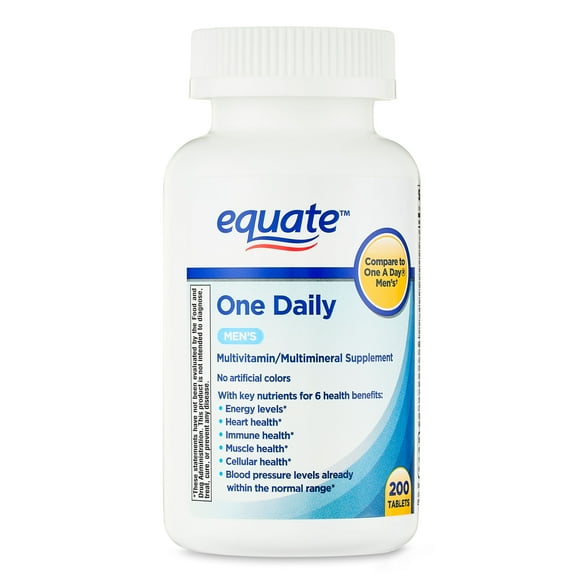 Equate One Daily Men's Multivitamin/Multimineral Supplement Tablets, 200 Count, Compare to One a Day® Men's
