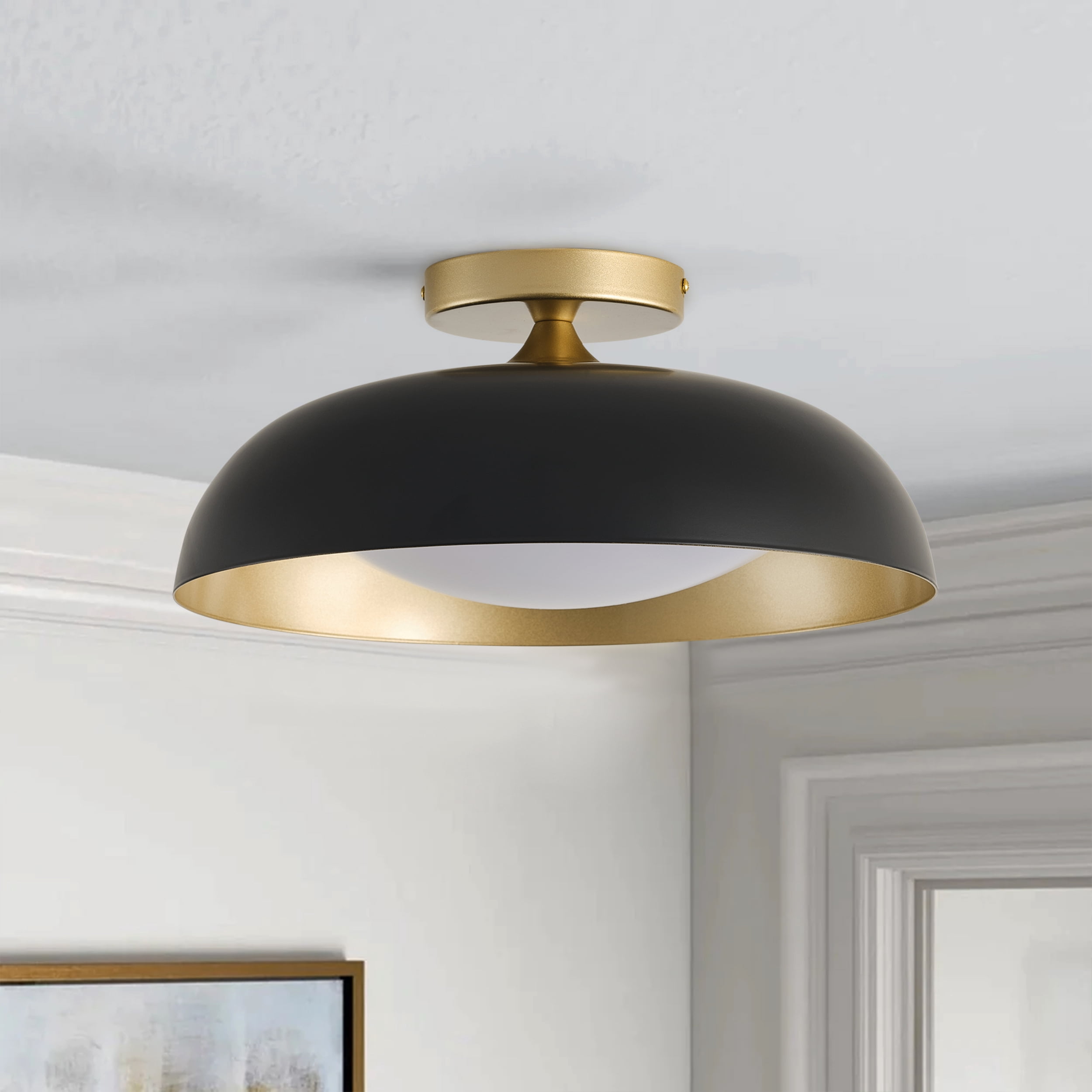 Modern Minimalist Close to Ceiling Lighting, Dome Shade Farmhouse LED Flush Mount Ceiling Light for Bedroom Kitchen Hallway