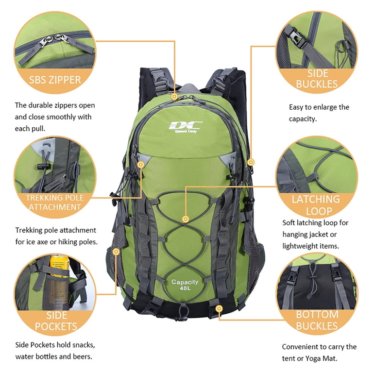DC Diamond Candy Hiking Backpack for Men and Women 40L Lightweight