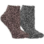 Dr. Scholl's Women's 2 Pack Soothing Spa Low Cut Lavender + Vitamin E Socks with Silicone Treads, Pink/Grey, Shoe Size: 4-10