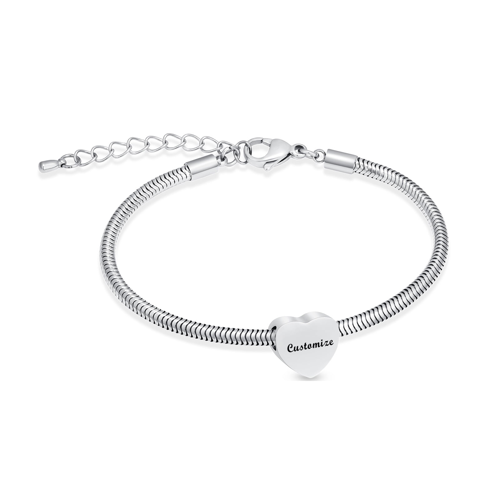 Personalize Heart Urn Bracelet for Ashes for Women Girls Stainless Steel Cremation Urn Bracelet Bangle for Ashes Keepsake Memorial Jewelry Gifts