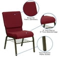 thumbnail image 3 of BizChair 4 Pack 18.5''W Church Chair in Burgundy Fabric with Book Rack - Gold Vein Frame, 3 of 10
