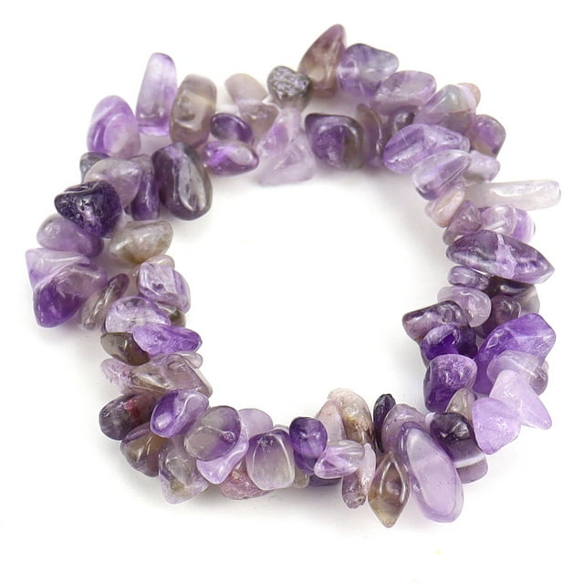 Xiao Hua Pulsera de cuentas hecha a mano, ideal para hombres y mujeres, con cristales naturales de colores irregulares, piedra triturada, doble capa, elástica y tejida (morada).