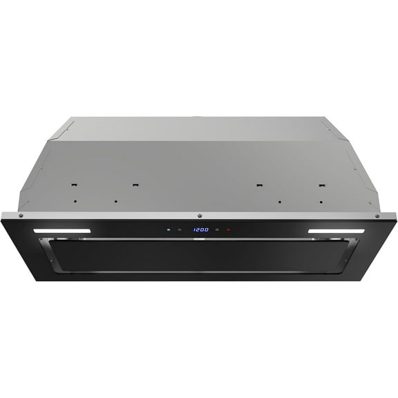 Streamline 28 in. Crosa Ducted Insert 350 CFM Range Hood in Glossy Black with Mesh Filters, Touchpad Control, LED Lights