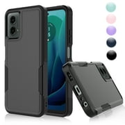 For Motorola G 5G 2024 Case, 2 in 1 PC Phone Case for Moto G 5G 2024 6.6 inch, Njjex Heavy Duty Rubber & Rugged Shockproof Full Body Protection Case Cover - Black