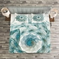 thumbnail image 3 of Ambesonne Teal Quilted Bedspread Set 3 Pcs, Exquisite Flower Shaped, Queen Size, Teal, 3 of 3