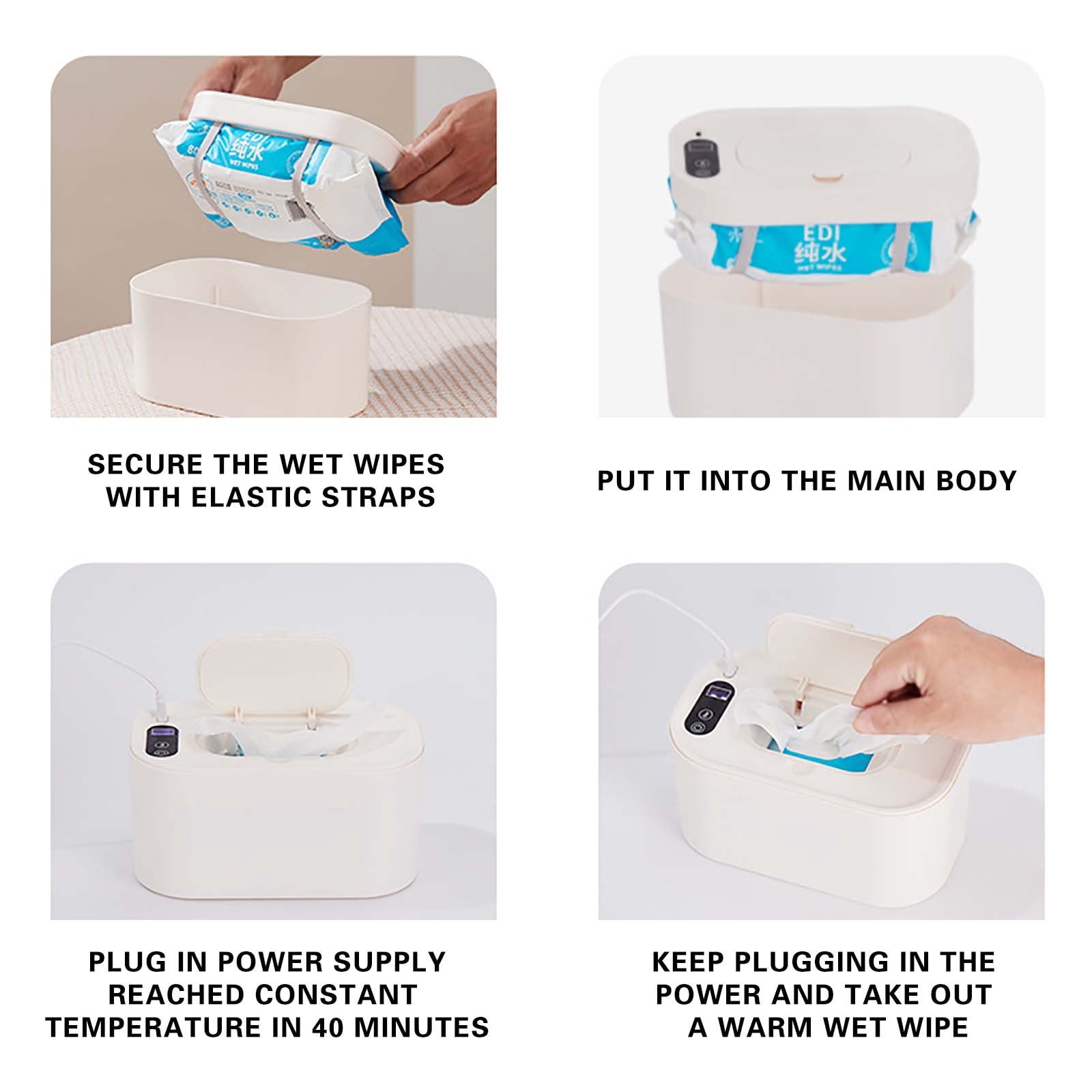 Arestory Baby Wipe Warmer and Baby Wet Wipes Dispenser, 5 Modes of Temperature Heating Control Portable Diaper Wipes Warmer for Newborn Baby, Baby Shower Gifts White