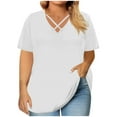thumbnail image 2 of Diufon Plus Size Tops for Women Summer Trendy Criss Cross Shirts Oversized Casual Loose Tunic Tops, 2 of 8