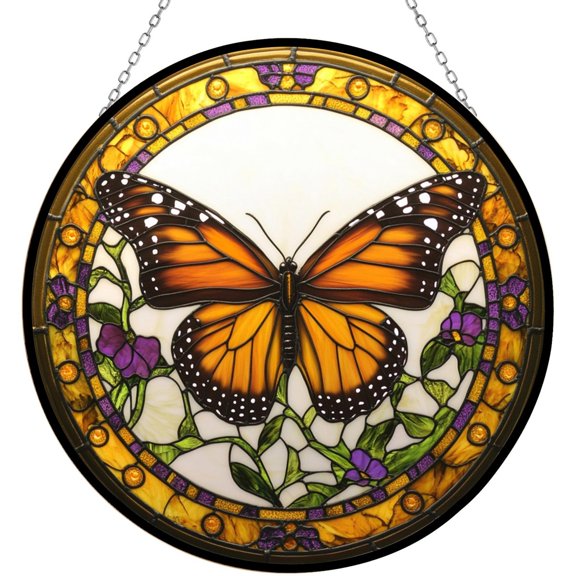 Monarch Butterfly Stained Glass Window Hanging Home Decor Gift for Women Suncatcher