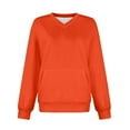 thumbnail image 5 of ManxiVoo Oversized V Neck Pocket Sweatshirt for Women Cozy Winter Wear Soft Fabric Comfort Fit Long Sleeve Tops M Size Orange, 5 of 5