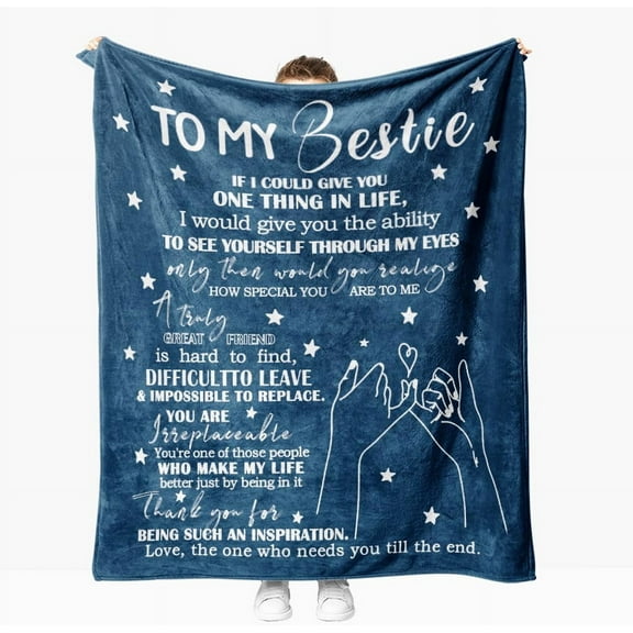 Best Friend Blanket for Women & Men, Birthday & Christmas Gifts for Besties - 50"x60" Blue Throw Blanket