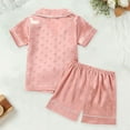 thumbnail image 5 of Fshinging Toddler Girls Pajamas Suit Polka Dot Print Short Sleeve Lapel Shirts Tops And Shorts Outfits, 5 of 7