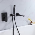 thumbnail image 3 of 2 Handle Wall Mounted Bathroom Tub Filler with Hand Shower, Brass Matte Black Waterfall Bathtub Faucet, Matte Black, 3 of 5