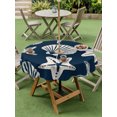 thumbnail image 3 of Outdoor Tablecloth with Umbrella Hole & Zipper, Navy Blue Coastal Round Tablecloth 60 Inch, Summer Starfish Shell Beach Patio Table Cover Waterproof Table Cloth for Picnic/Party, 3 of 7